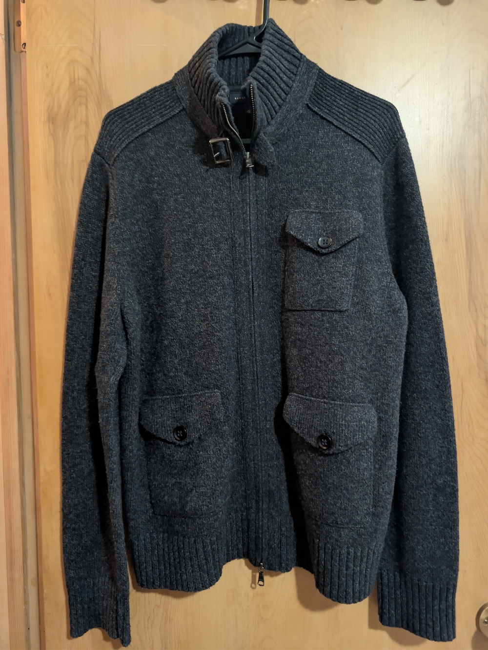 Banana Republic Charcoal Gray Zip-Up Wool Blend Sweater Jacket